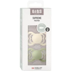 Bibs 2Pk Supreme Silikone Str.2, Ivory/Sage