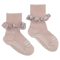 Gobabygo Bambus Non-Slip Sokker 6-12Mdr. - Soft Pink/Liberty