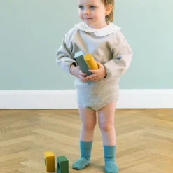 Gobabygo Bambus Non-Slip Sokker 1-2Ar - Dusty Blue
