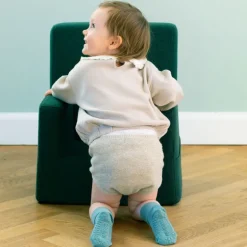 Gobabygo Bambus Non-Slip Sokker 1-2Ar - Dusty Blue