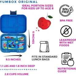 Yumbox Original 6 Rum, Blue/Race Cars